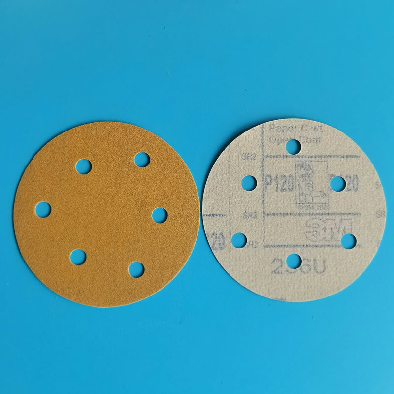 100pcs  5" 125mm 6 Hole Sandpaper Round Shape Sanding Discs Hook Loop Sanding Paper Buffing Sheet Sandpaper Sander Polishing Pad