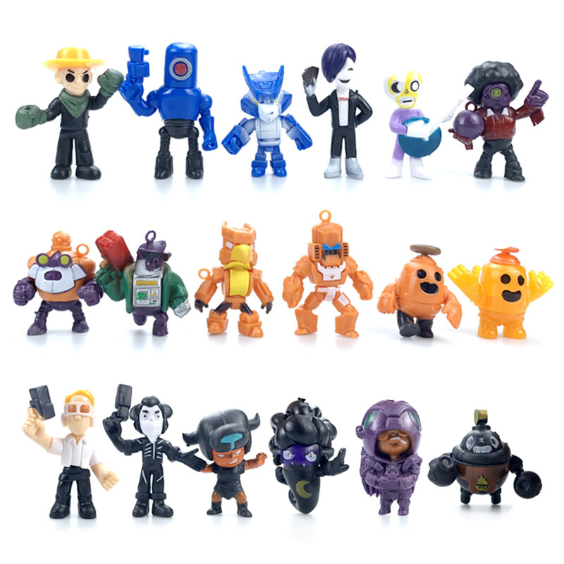18pcs Brawl Stars Game Action Figure Toys Hero Poco Shelly Nita Colt Jessie Brock Collectiable Block Model Toy For Kids Gifts Action Toy Figures - colt brawl stars figura