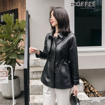 Tao Ting Li Na Women Spring Genuine Real Sheep Leather Jacket R8