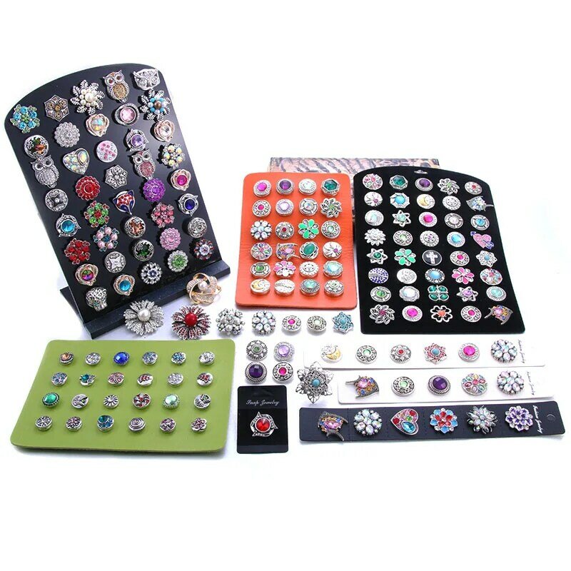 New Multiple Styles Snap Jewelry Display Board Fit 1PCS 12mm and 18mm Snap Buttons Jewelry Black Flannel PVC Snap Display Holder