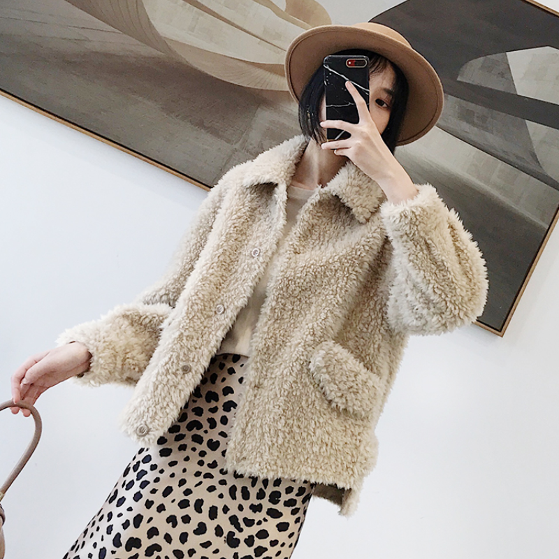 AYUNSUE – veste de tonte de mouton pour Femme, Manteau en vraie fourrure, court, décontracté, en laine, Style coréen, Hiver, Sqq1193, 100%