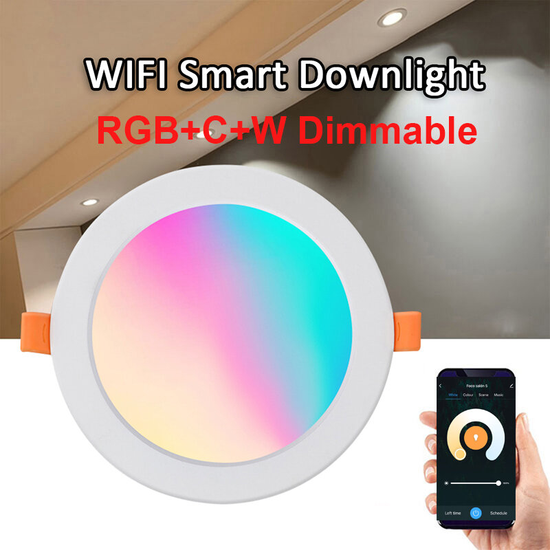 Lonsonho Tuya Smart WiFi Led Downlight 220V 5W 7W 10W RGB+W+C Downlights Wireless Remote Control Compatible Alexa Google Home