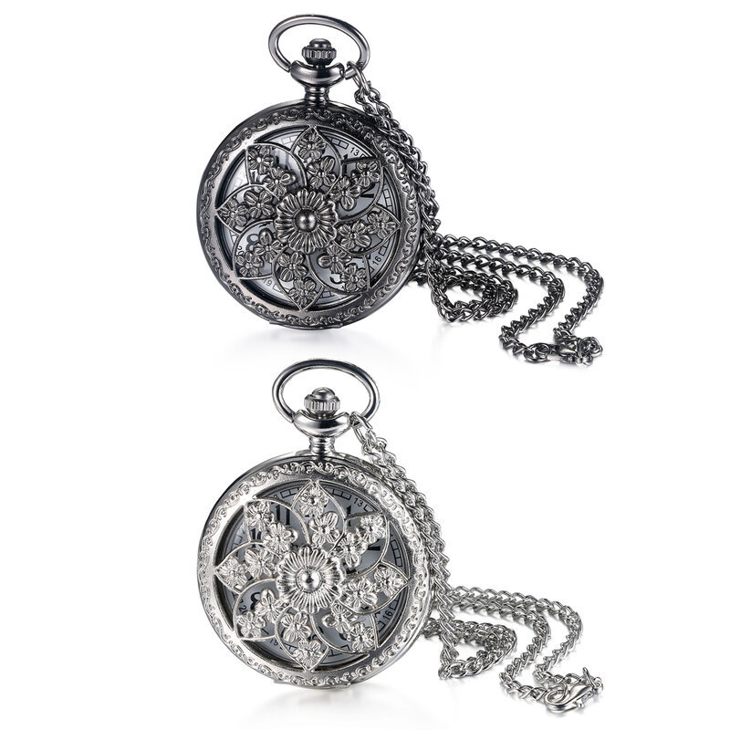 Lancardo-reloj de bolsillo Vintage Steampunk para hombre y mujer, accesorio de cuarzo tallado, con cadena de 82CM, regalo