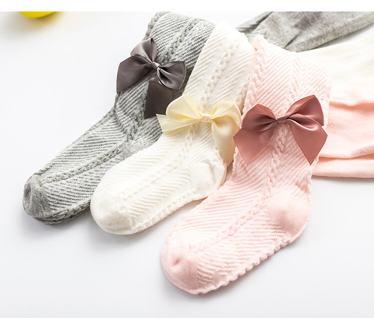 To 4 Years Spring Autumn Newborns Toddlers Cotton Tight for Kid Baby Girls Tights Beautiful Bowknot Mesh Pantyhose for Infants