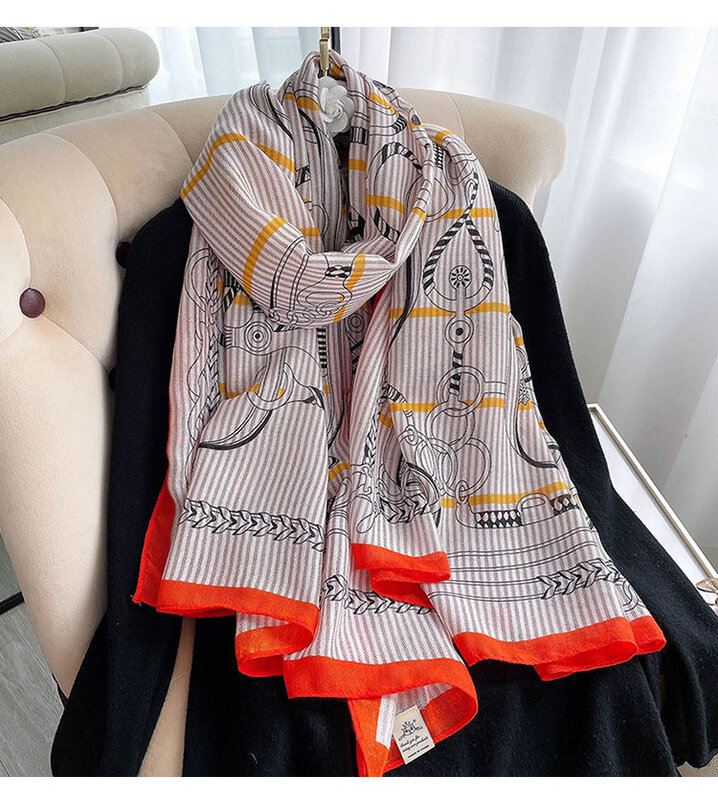 KOI LEAPING-bufanda larga con estampado de cadena para mujer, chal para fiesta, pañuelo para la cabeza, regalo popular para la playa