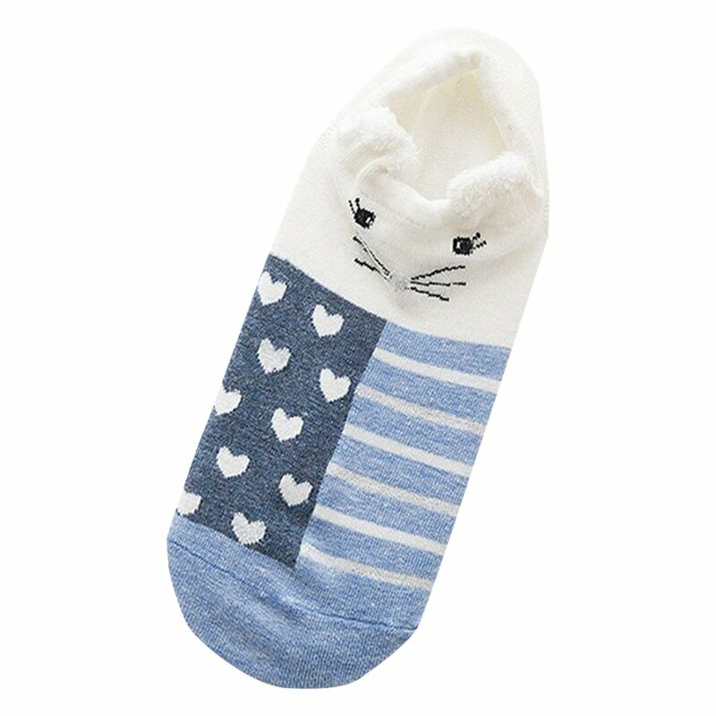 Bonito meias femininas com orelha filhote de cachorro gato padrão chão meias de algodão mistura feminino menina ankel baixo piso meias meias mulheres