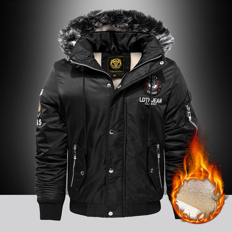 Outdoor Casual Down & parka Coat Oversize Plus Velvet Thick 2024 Brand Keep Warm Winter giacca Oversize imbottita rossa nera da uomo