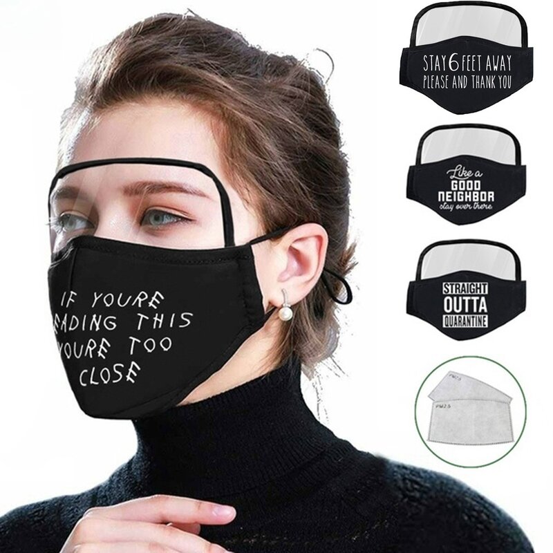New Cotton Dustproof Outdoor Face Protective Face Mask with Eyes Shield 1 PC mask + 2 Filters