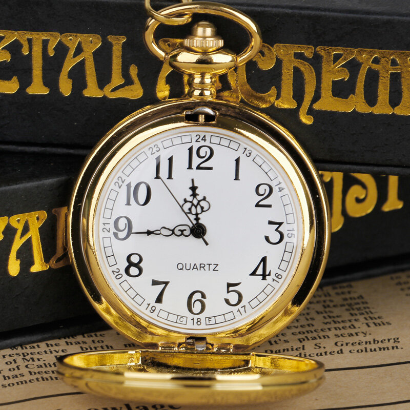 Relógio De Bolso De Quartzo Liso Dourado para Homens e Mulheres, Colar, Pingente De Corrente, Jóias, Nova Moda