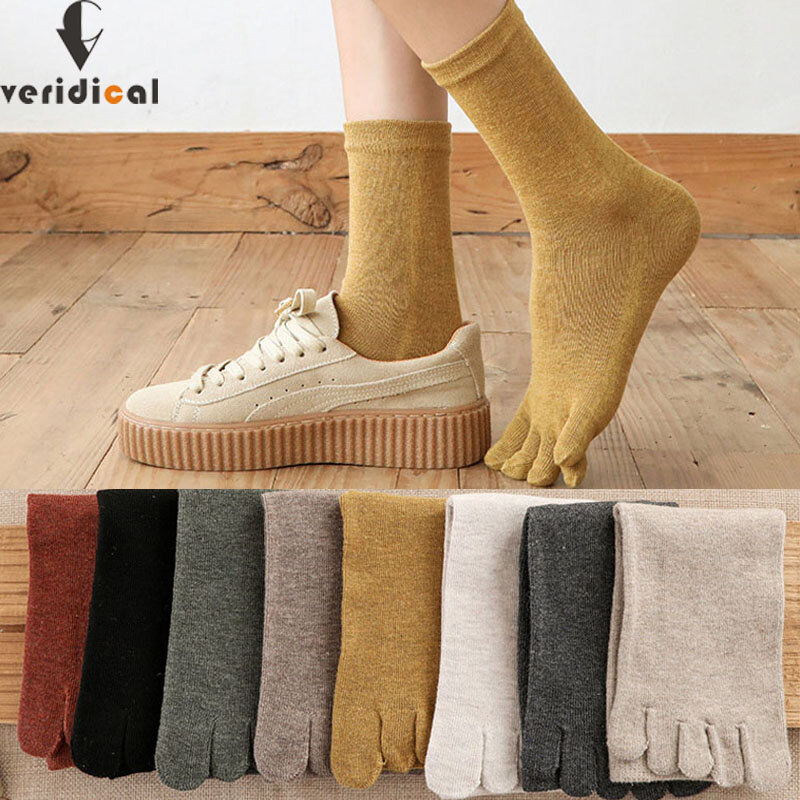 Calcetines cortos de algodón con cinco dedos para mujer y niña, medias lisas, transpirables, suaves y elásticas, Harajuku, gran oferta, 5 pares/lote