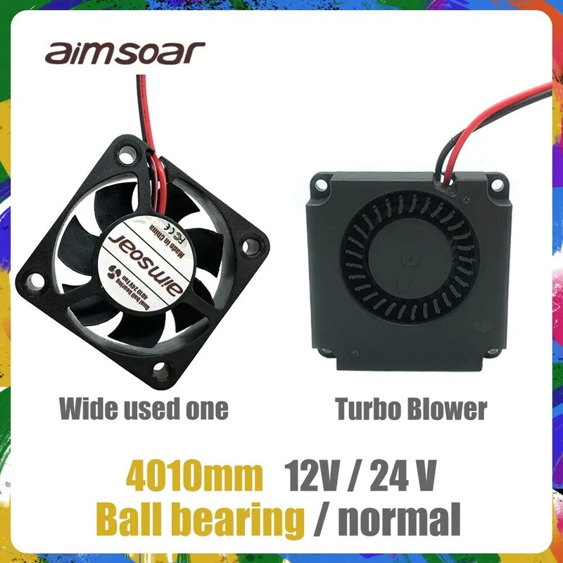 Dual Ball Bearing Cooling Fan, Ventilador de refrigeração, 3D Printer Parts, 2 Pin, 2 Pin, 12V, 24V, ender 3, 4010, 40x40x10mm
