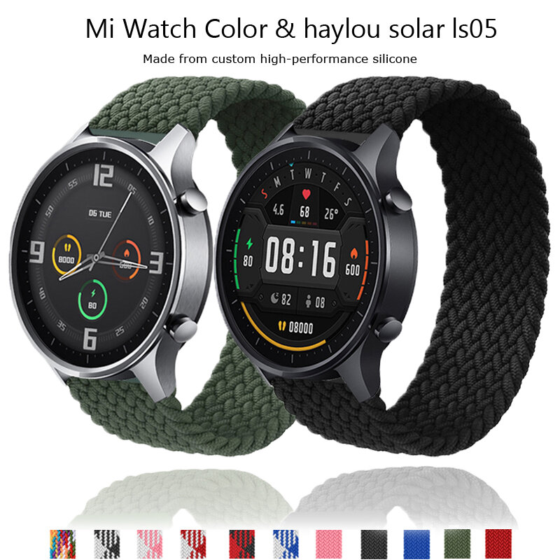 20Mm/22Mm Riem Voor Xiaomi Mi Horloge Kleur Band Nylon Gevlochten Solo Loop Armbanden Horlogebanden Voor Xiaomi haylou Ls02 Wristbelts