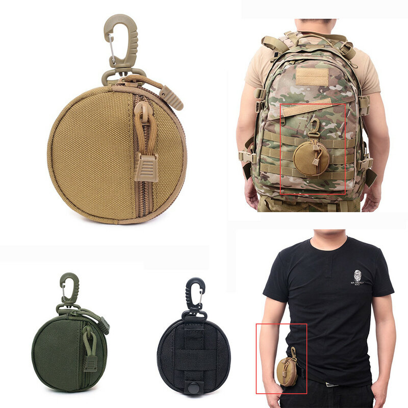 3 색 전술 EDC 주머니 키 지갑 홀더 남자 동전 지갑 파우치 가방 키 체인 지퍼 포켓 야외 가방 키 코인 가방 2021