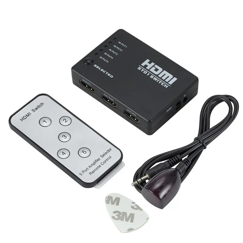 HDMI 스위치 5 In 1 Out HDMI 분배기 5x1 IR 원격 제어 지원 PS4 Xbox 블루레이 플레이어 용 3D 4K HD1080P HDMI 스위처