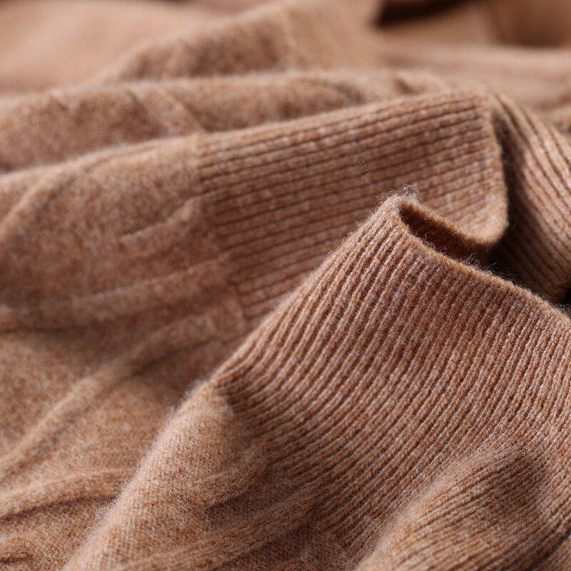 Suéteres suaves y cálidos para hombre, jerseys de punto de lana pura 100%, ropa gruesa de manga larga de cuello redondo, Color sólido, gran oferta, Invierno