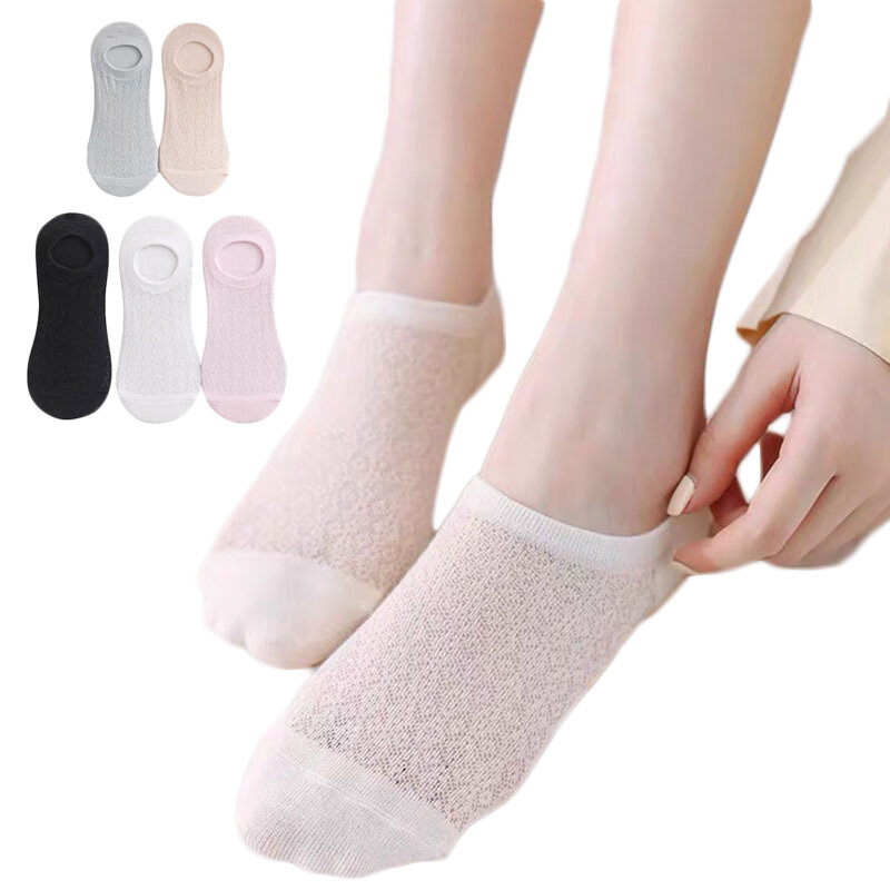 ผู้หญิงที่มองไม่เห็นถุงเท้าฤดูร้อนบาง Breathable ถุงเท้า Anti-ลื่นถุงเท้าตาข่ายฤดูร้อนแฟชั่นถุงเท...