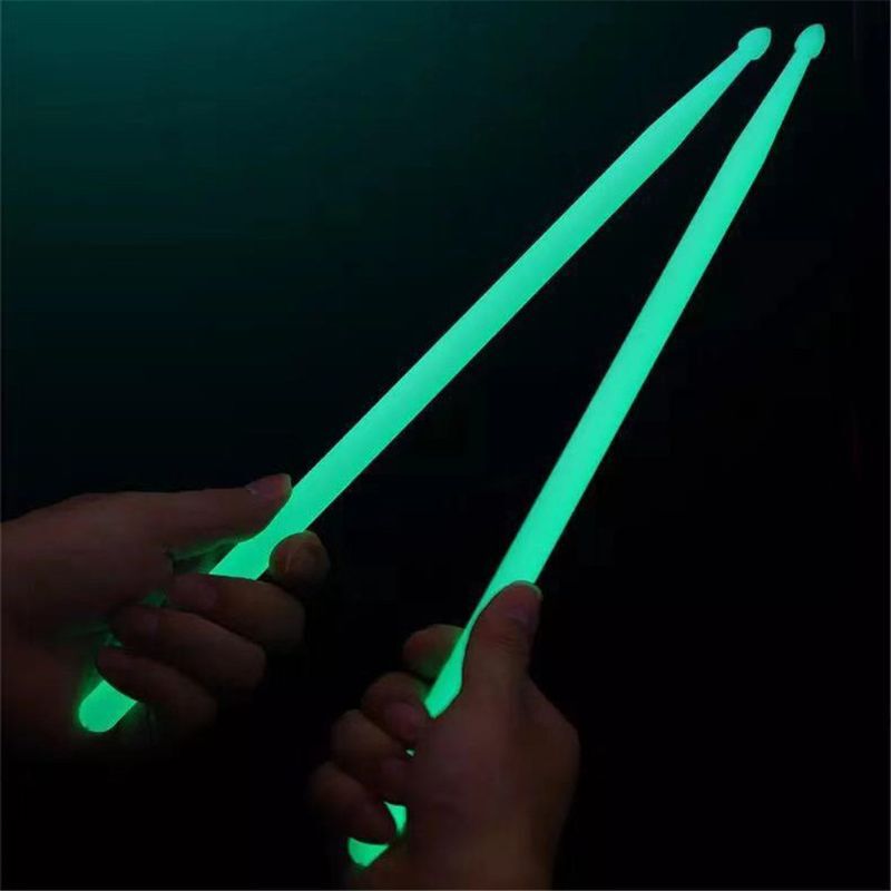 1 par 5a baquetas fluorescentes de nylon de baquetas luminosas brilham no escuro instrumentos musicais de luz brilhante