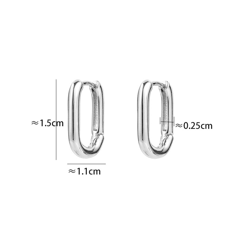 ANENJERY 925 Sterling Silber Verhindern Allergie Ohrringe Geometrische Oval Kleine Hoop Ohrringe Für Frauen S-E1082