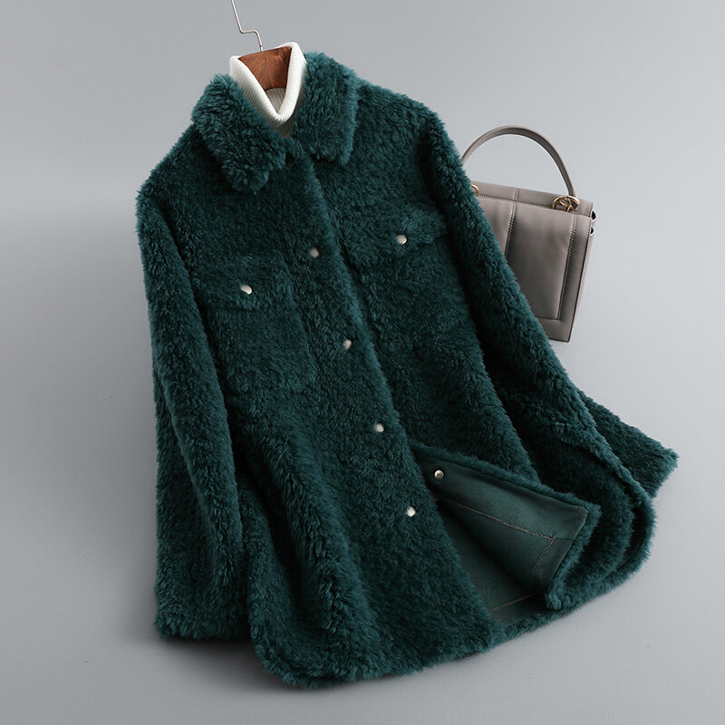 Ayunsue 2021 real casaco de pele roupas femininas inverno 100% ovelha shearing jacket feminino casacos de lã curta coreano veste femme sqq1143
