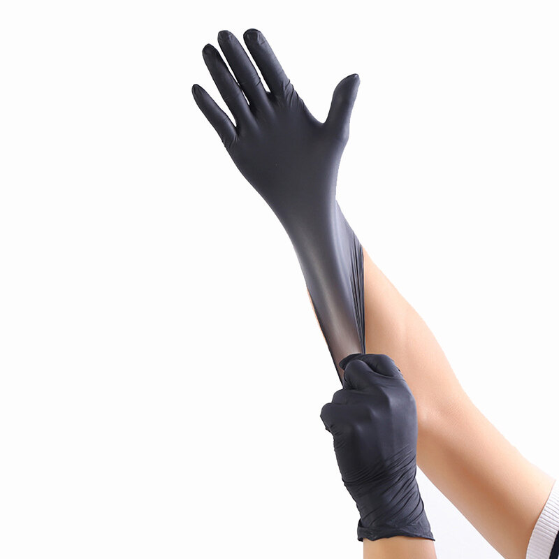100 stücke Mechaniker Nitril Handschuhe Haushalt Reinigung Waschen Schwarz Labor Nail art Anti-Statische Handschuhe Größe XS/S/L/XL