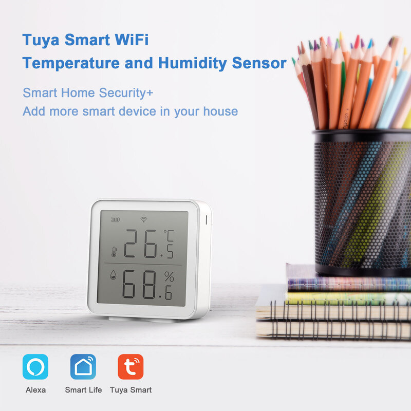 Wolf Guard-Sensor de temperatura y humedad WiFi, funciona con Alexa / Google Home