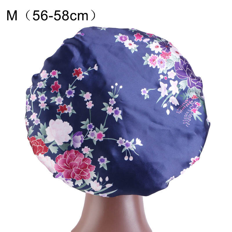 1pcs nova moda feminina elástico de cetim de seda bonnet sleep cap para mulheres unissex gorro de cuidados com o cabelo touca de banho de cetim