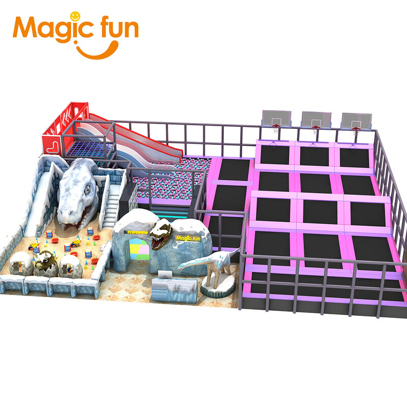 MAGICFUN standard ue atrakcyjny wielofunkcyjny kryty park trampolinowy z miękki plac zabaw