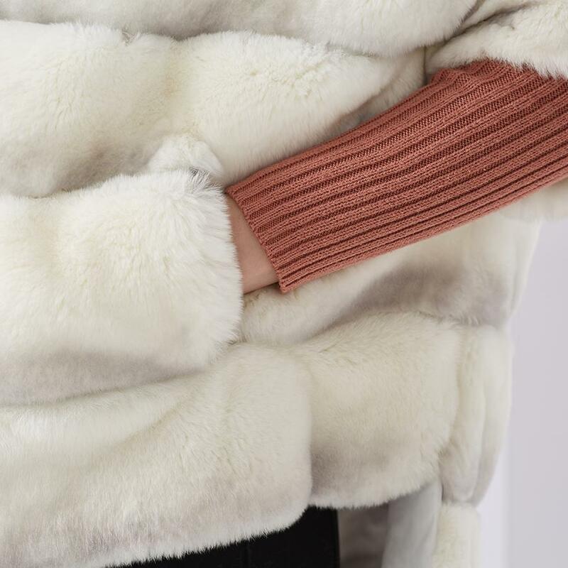 Damski sweter prawdziwe futro królika Rex kurtka z zamkiem błyskawicznym moda płaszcz na co dzień Multicolor dostosuj