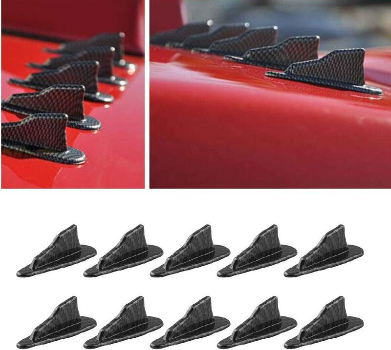 10pcs/Set Car Roof Fin Car Spoiler Universal Tuning Roof Diffuser Shark Fins Spoiler Wing Kit Air Vortex Generator Carbon Fiber