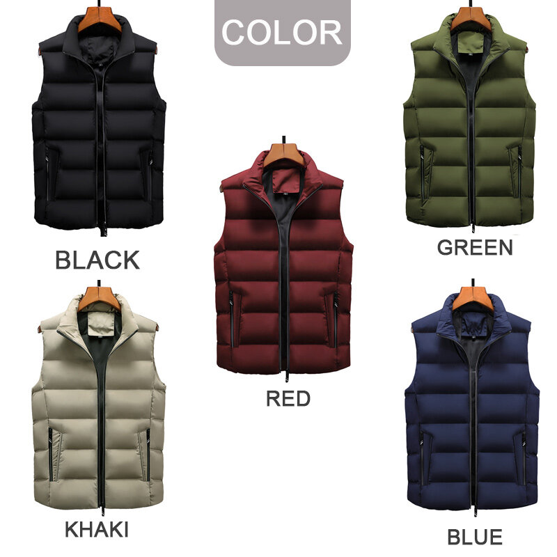 Men's Winter Vest and Cotton Padded Jacket Fashion Warm Vest Men's Winter All-Match Sleeveless Jacket High Quality European Size