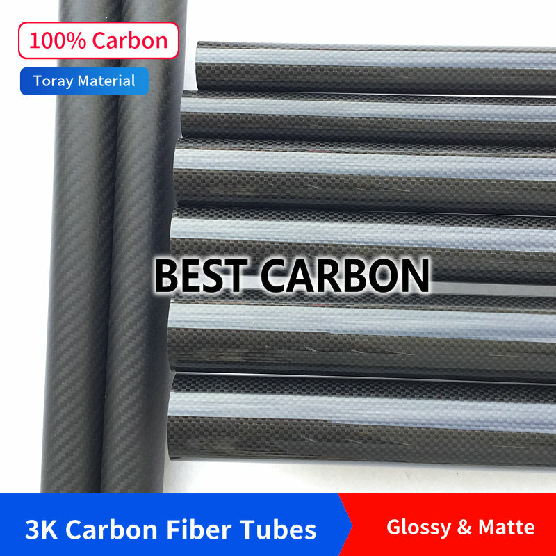 Tubo enrollado de tela de fibra de carbono 3K brillante liso de alta calidad, envío gratis, 21, 22, 23, 24, 25, 26, 27, 28, 29mm de longitud, 500mm