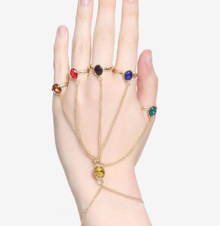 Pulsera de guante de poder infinito para mujer y niña, brazalete de piedras preciosas, regalo de joyería, cadena de dedo
