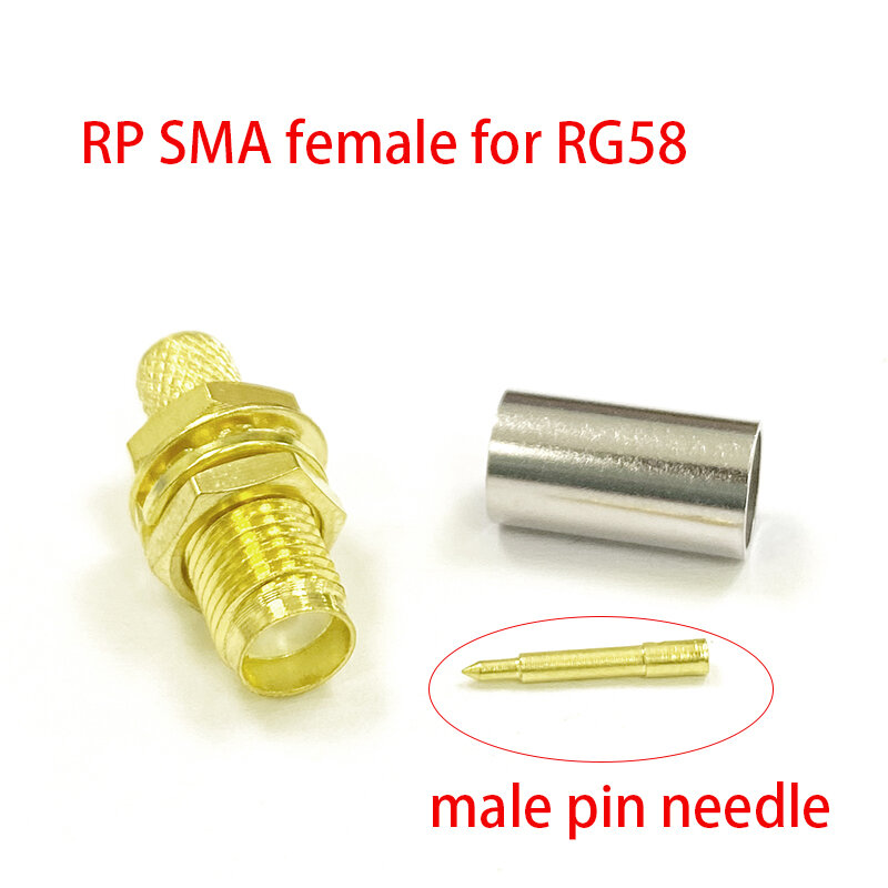 1pc  New SMA Crimp RF Connector Male Female RP Plug Jack For LMR195 RG58 Cable  Wire Terminal Wholesale for WIFI Antenna