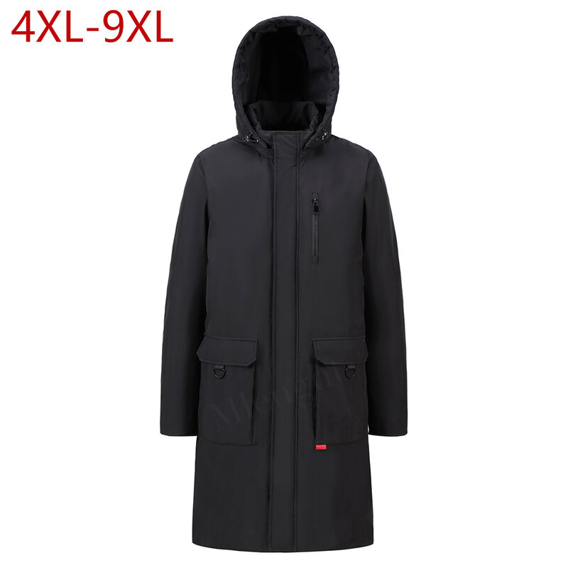 겨울 남성 방풍 자켓 대형 9XL 대형 단순 솔리드 파커 모자 분리형 코트 두꺼운 가을 Outwear 남성 의류