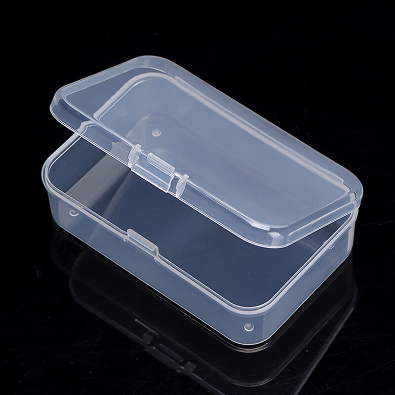 صندوق تخزين فارغ من البلاستيك الشفاف مع غطاء مفصلي للحرف اليدوية والمجوهرات والأجهزة والأدوات واللوازم المكتبية 8.3x5.4x2.6cm