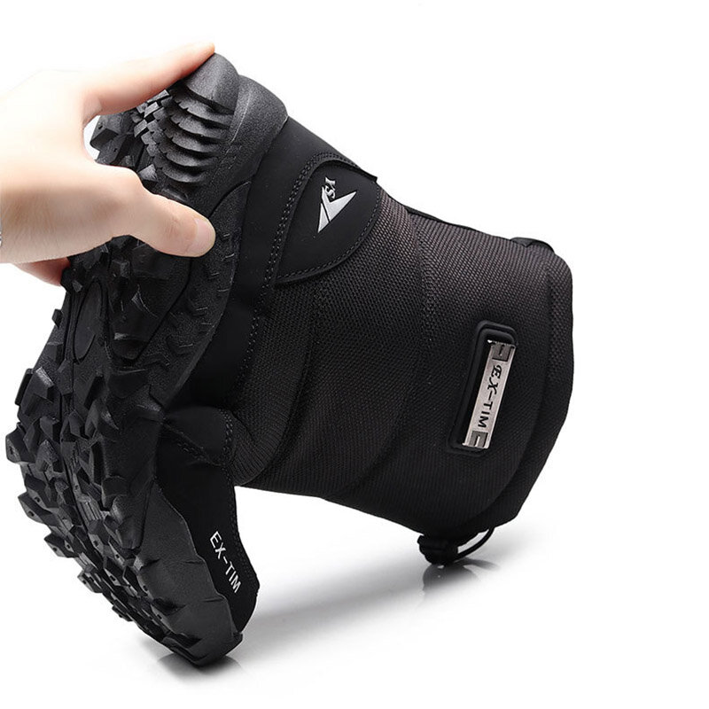 Sepatu Salju Pria Sepatu Hiking Tahan Air Sepatu Bot Musim Dingin dengan Bulu Sepatu Hangat Musim Dingin Anti-selip Sepatu Bot Pria Luar Ruangan Platform Tebal Mewah