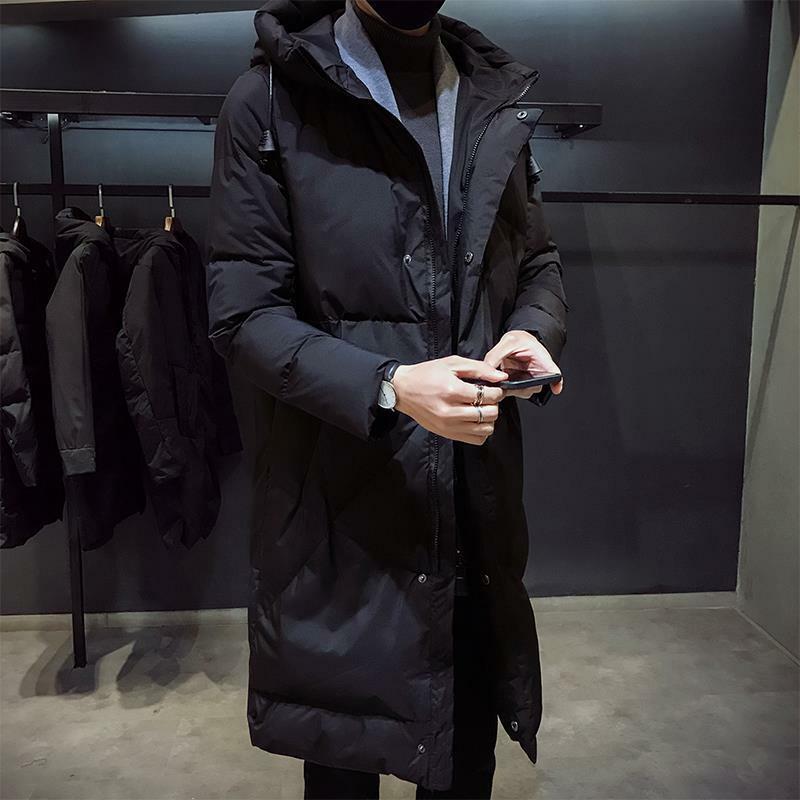Jaqueta preta longa grossa e quente masculina, casacos de alta qualidade, roupa de marca, moda inverno, novo, 5XL, 2024