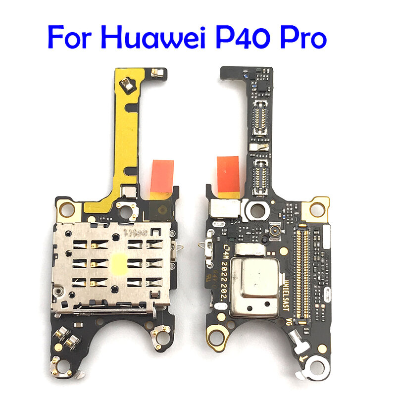 Soporte de lector de tarjetas SIM, ranura, Cable de cinta flexible, placa de conector para Huawei P40 Pro con micrófono flexible, 5 uds.