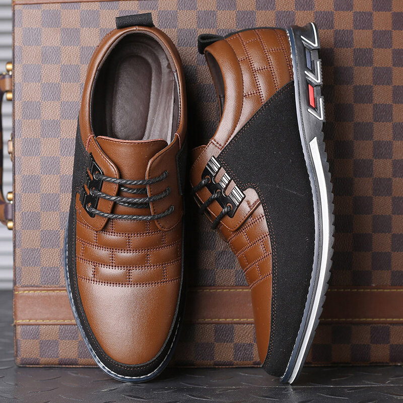 Zapatos informales de marca para hombre, calzado clásico de cuero, transpirable, de negocios, color negro, gran oferta