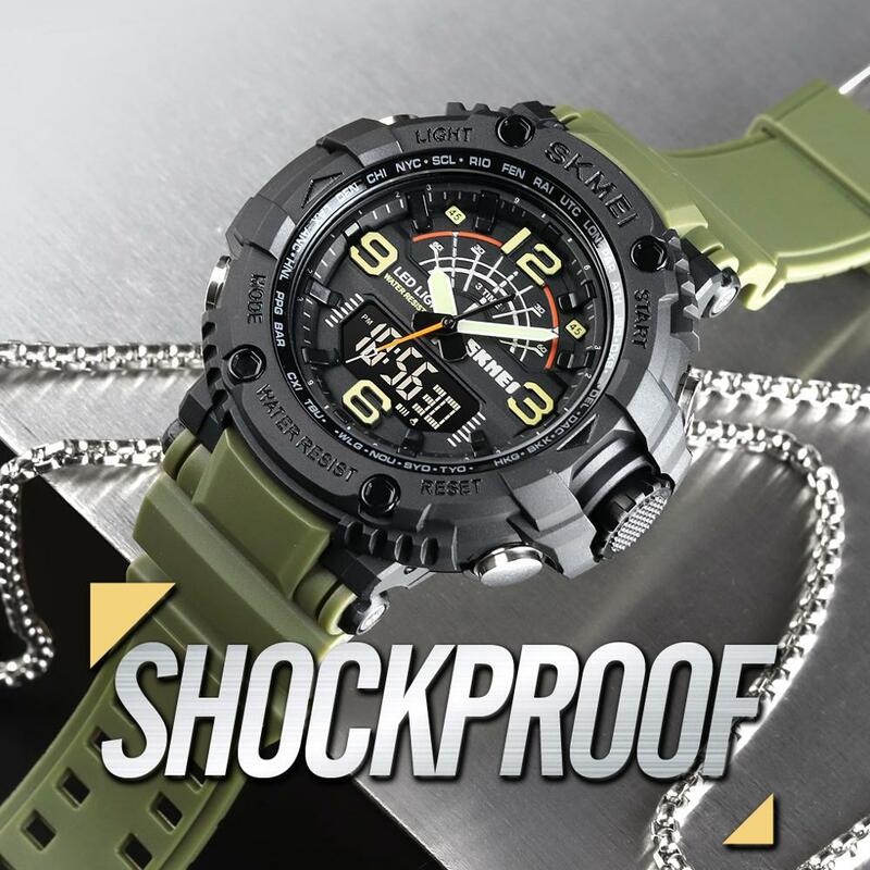 SKMEI 3 Time Watches For Mens Big Dial Shockproof Men Digital Wristwatches Fashion Sport Waterproof Chrono reloj hombre 1617
