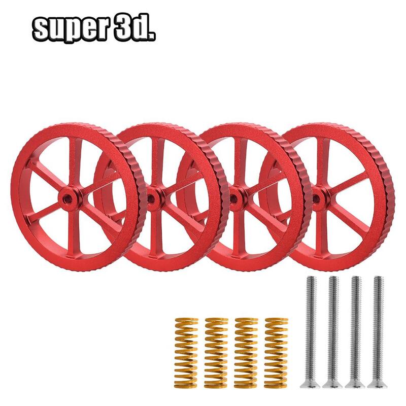 4PCS อัพเกรดอลูมิเนียมมือ Twist Leveling Nut ร้อนเตียง Die Springs และ M4สกรูสำหรับ Ender 3/5 Pro CR-20 3d เครื่องพิมพ์ชิ้นส่วน