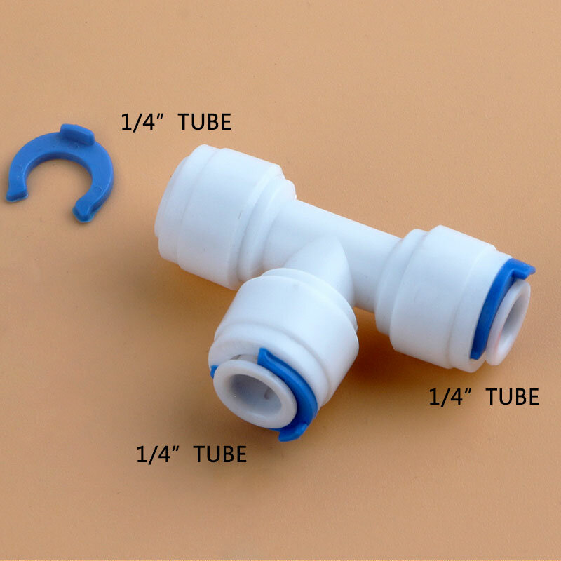 Conector de filtro de agua, tubo de 1/4 ", 3 vías, unión en T, conexión rápida, sistema RO, 702 de diámetro, 6,5 MM, unión rápida