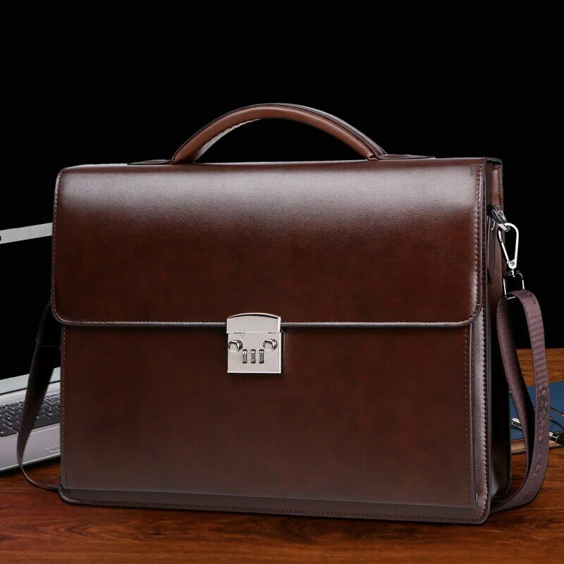 2020 new Male computer Package Bring Password Lock Briefcase Diagonal genuine leather bag men messenger luxury handbags maleta