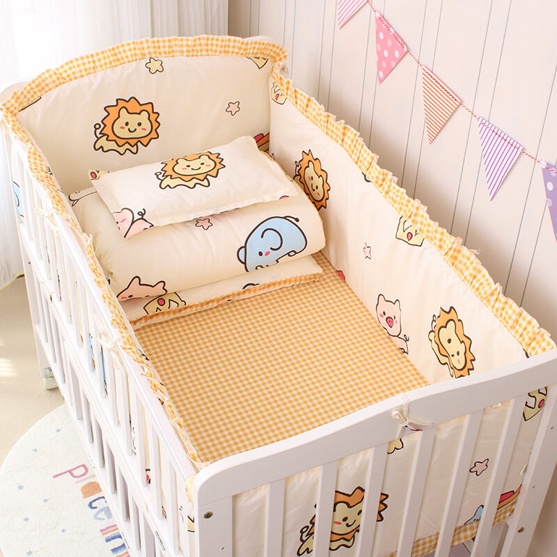 6/9 buah Set seprai bayi gajah katun dekorasi kamar tidur bayi perempuan anak laki-laki seprai tempat tidur Bumper 120*60/120*70cm