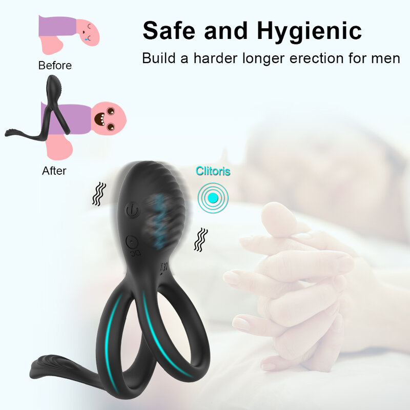 Controle remoto sem fio cockring vibrador clitóris estimulação manga para pênis anel de brinquedos sexuais para homens anéis de castidade masculino galo