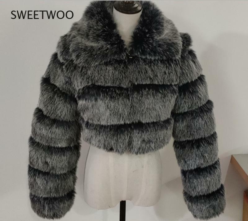 Pelliccia di volpe sintetica 2021 cappotto invernale moda donna cappotto in pelliccia sintetica spessa di alta qualità donna giacche corte a manica lunga Vintage cappotto peloso