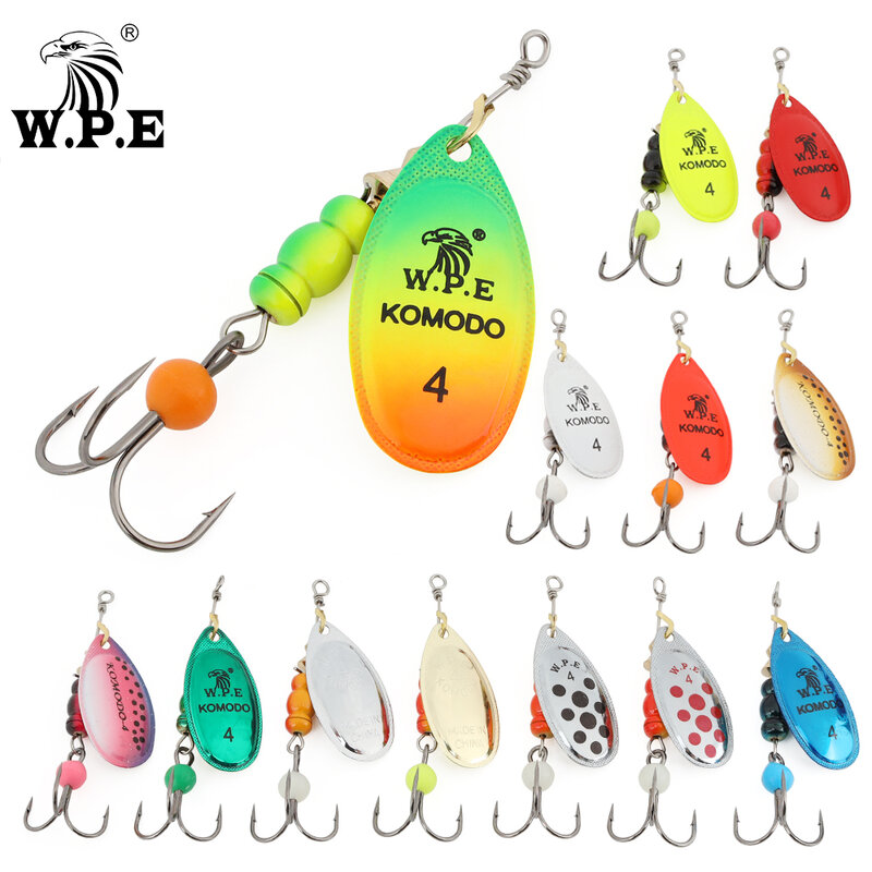 W.P.E 1Pcs Spinner ล่อ3 #/4 #/5 # ช้อนตกปลา Lure 6.8G/9.5G/13.4G ทองเหลืองโลหะทองแดง Treble Hook Bass Lure Fish Tackle Pesca