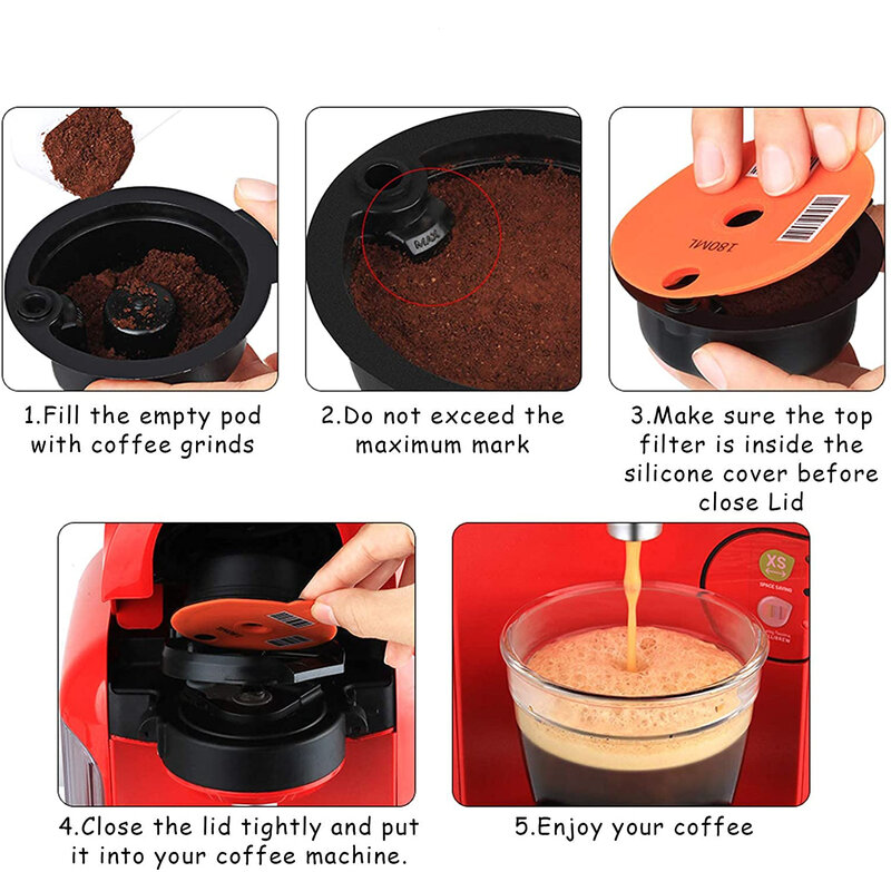 Reusable Refillable Coffee Capsule Pod Disc for Tassimo Happy Sunny Vivy Brewer 60ML /180ML /230ML