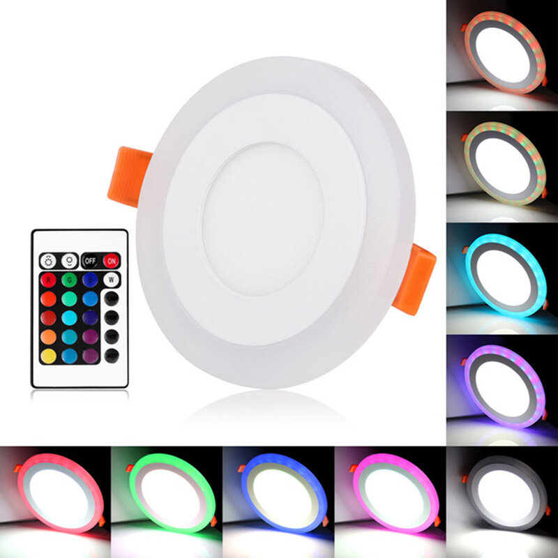 Panel de luz LED con Control remoto, 3 modelos, RGB, doble color, 6w/9w/16w/24W, AC85-265V, empotrado en el techo