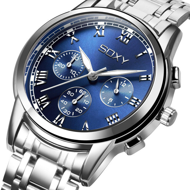 Relógio masculino luxuoso de aço inoxidável, relógio para homens de negócios, relógio militar esportivo, novo 2020